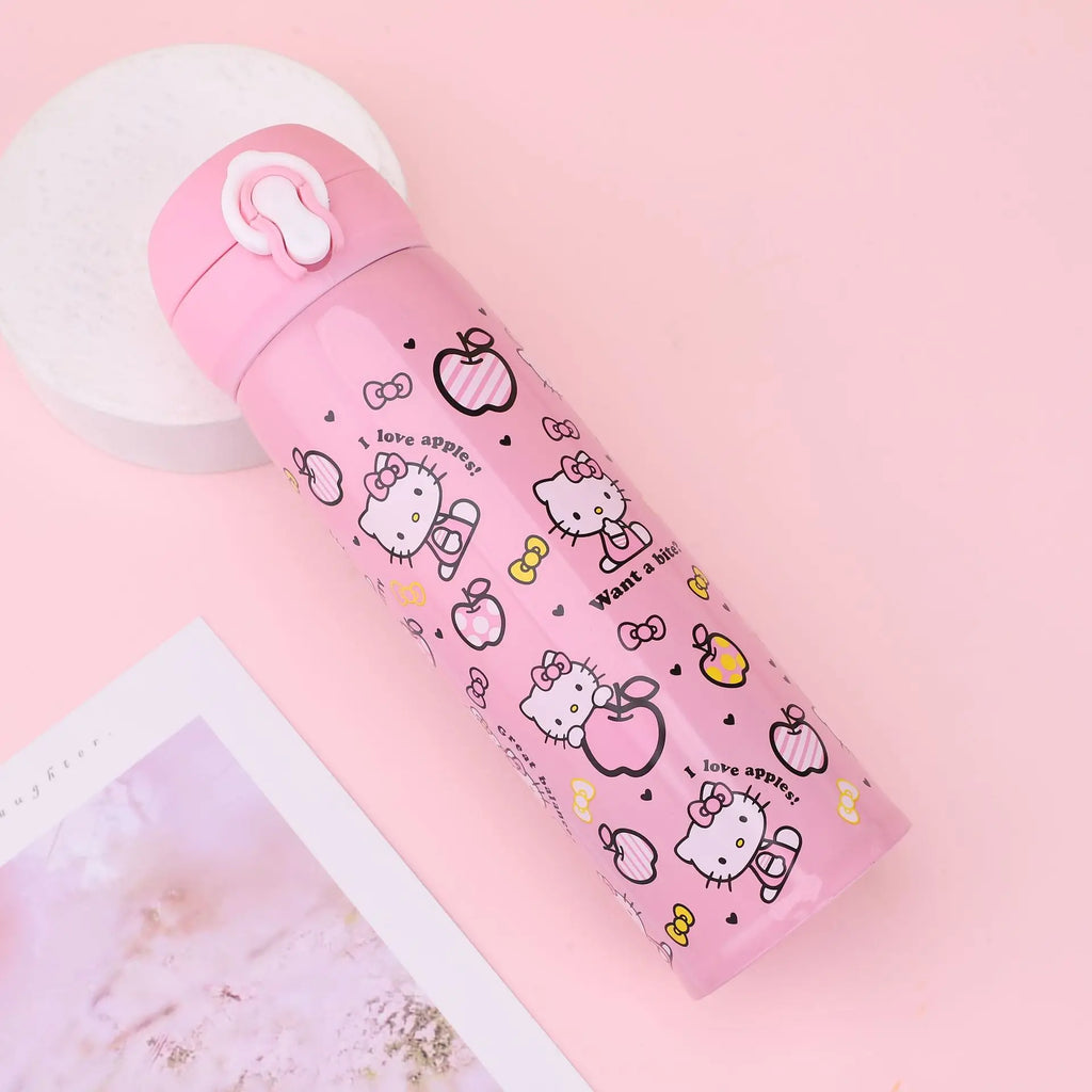 New Hello Kitty Children Thermos Cup One Click Open Lid BPA Free 304 Stainless Steel Leak Proof Spring Straw for School Outdoors