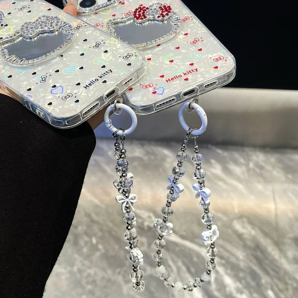 Hello Kitty 3D Bling Glitter Mirror Phone Case – Sparkly Hard Cover for iPhone 11, 12, 13, 14, 15 & 16 Pro Max