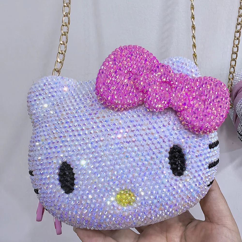 Hello Kitty Rhinestone Bling Leather Mini Bag – Cute Organizer for Earphones, Cables & Small Accessories
