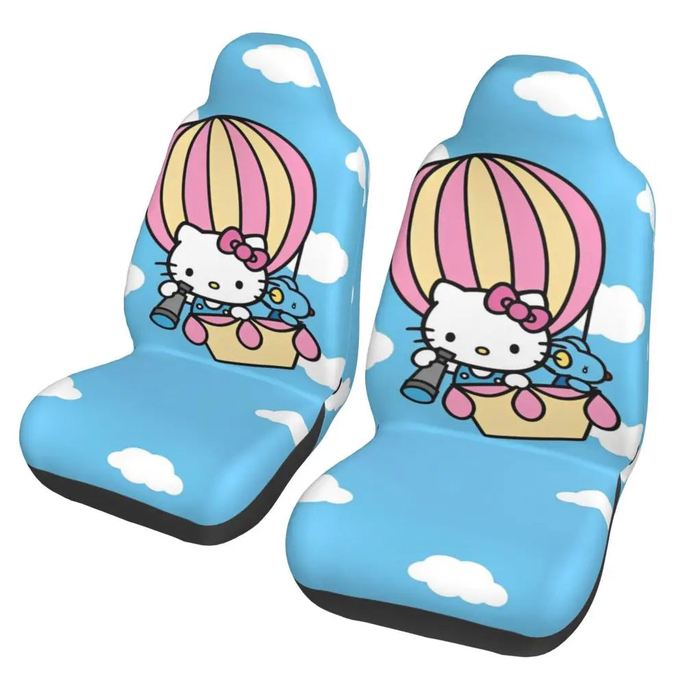 Hello Kitty Pink Leopard Car Seat Cover – Universal Four Seasons Seat Protector Cushion for Cars