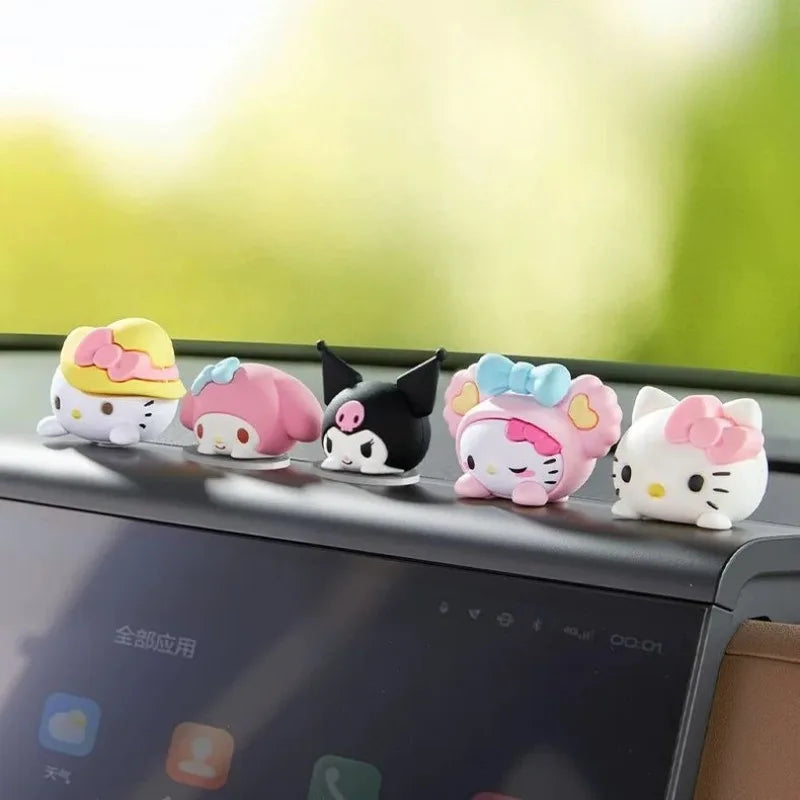 Hello kitty,My Melody & Kuromi Car Dashboard Decorations – Cute Cartoon Car Interior Accessories for Rearview Mirror, Screen & Window Decor