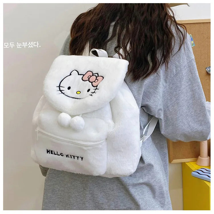 Sanrio Plush Backpack Cartoon Kuromi Melody Cute Backpack Female Sweet Backpack Doll Bag