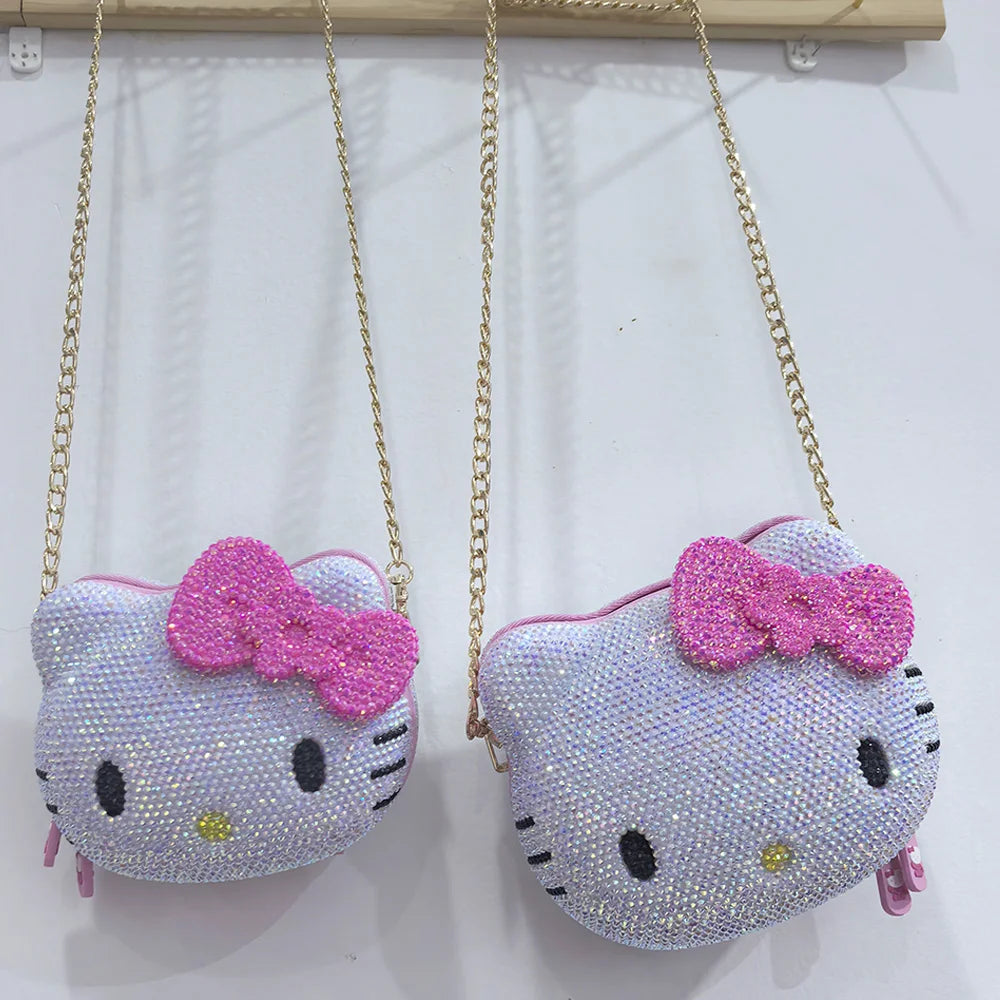 Hello Kitty Rhinestone Bling Leather Mini Bag – Cute Organizer for Earphones, Cables & Small Accessories