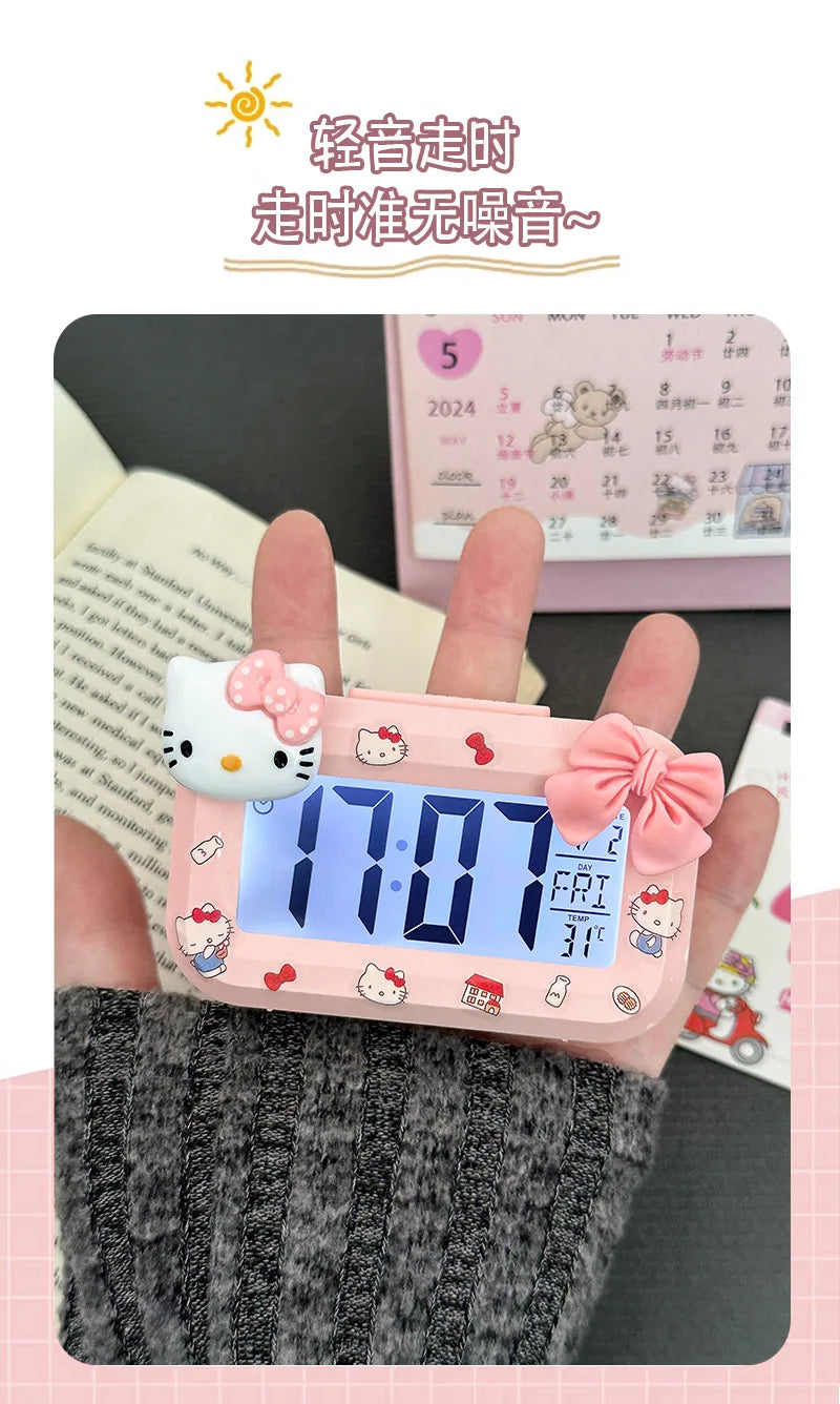 Hello Kitty Mini Night Light Alarm Clock Cute Timer Multi Functional Portable Desk Clock Birthday Gift Holiday Gift