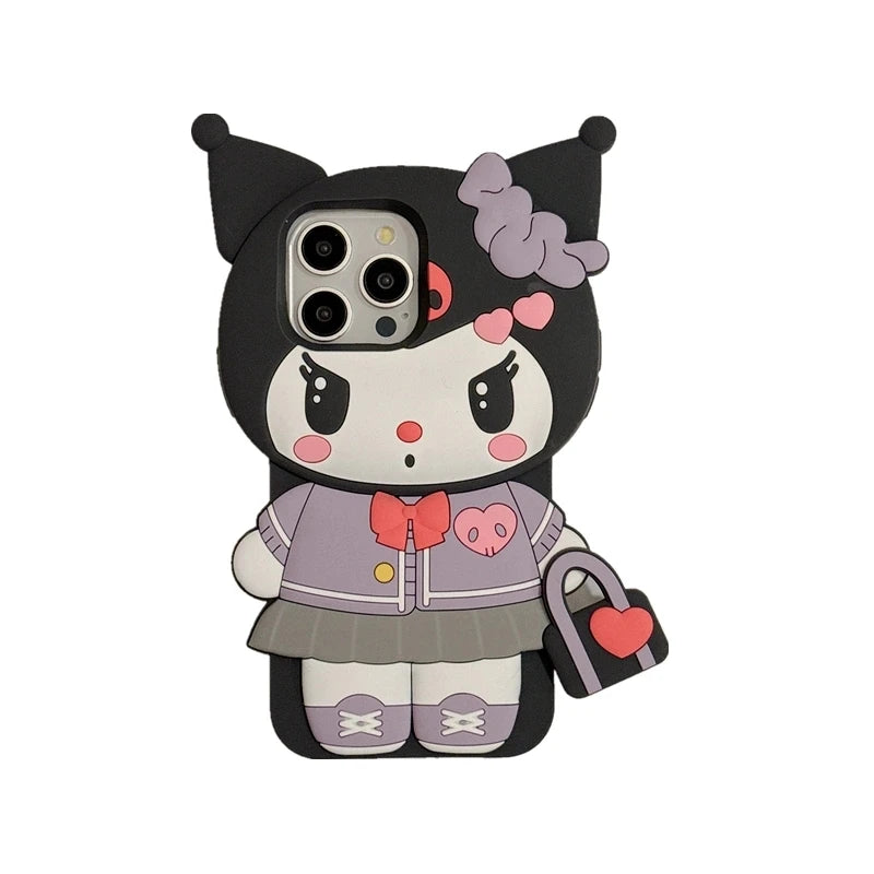 Handbag KT Kuromi For iPhone 17 16 15 14 13 12 11 Pro Max Silicone Soft Cover Case