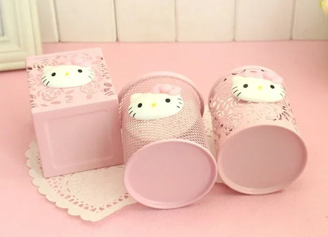 Hello Kitty Sanrio Cartoon Pen Holder – Creative Kawaii Desktop Storage Box – Cute Desk Organizer for School & Home Decor
