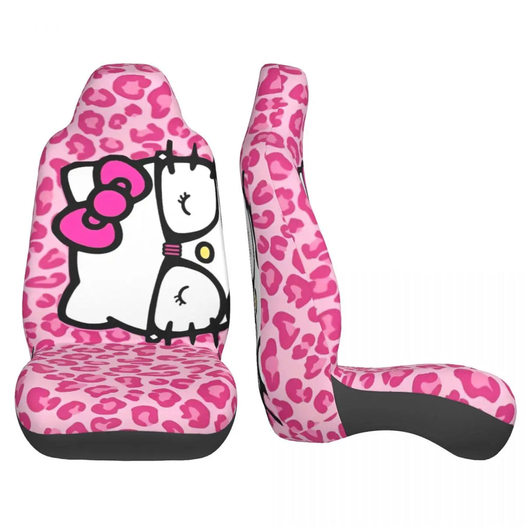 Hello Kitty Pink Leopard Car Seat Cover – Universal Four Seasons Seat Protector Cushion for Cars
