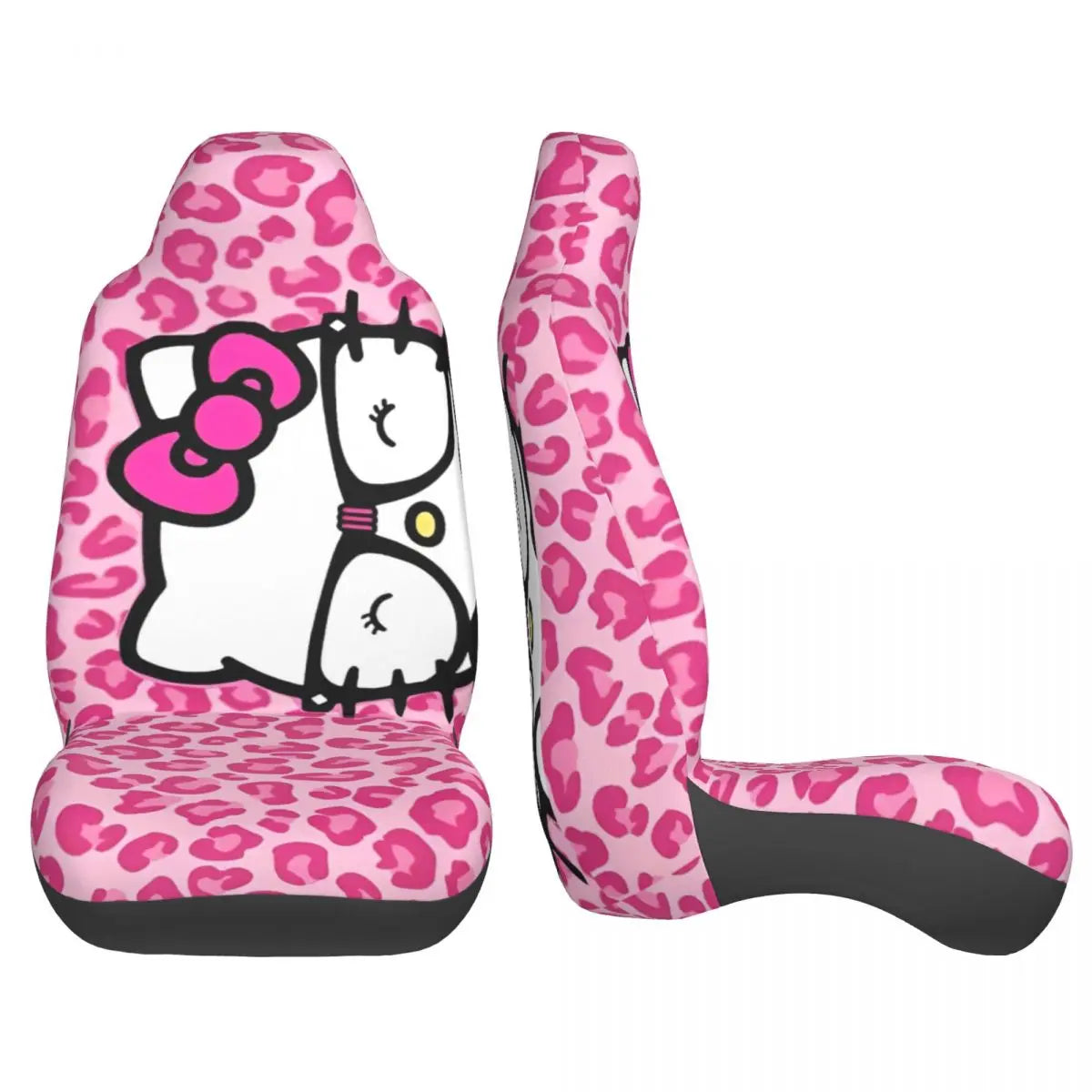 Hello Kitty Pink Leopard Car Seat Cover – Universal Four Seasons Seat Protector Cushion for Cars