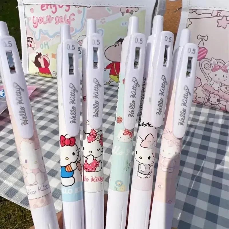 6Pcs Sanrio Hello Kitty Gel Pens – Kawaii Black Ink Signature Pens – Cute Stationery Writing Tools for School, Office & Gifts
