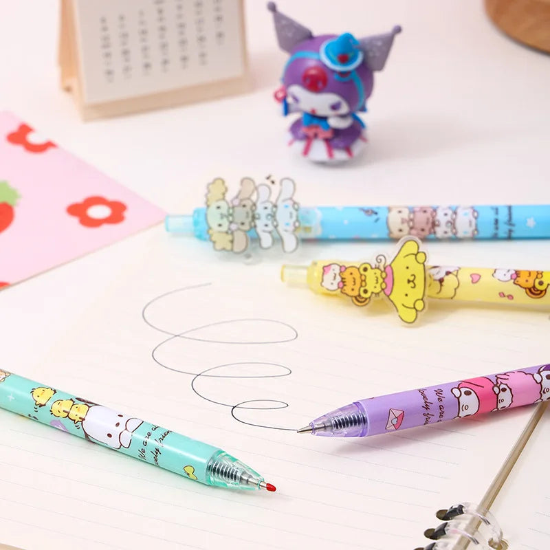 6/48Pcs Kawaii Sanrio Hello Kitty Gel Pens – 0.5mm Black Ink Press Pens – Cute Neutral Writing Pens for School, Office & Promotional Gift Set