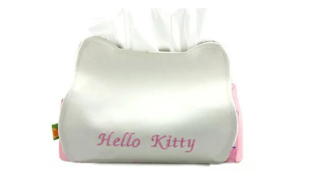 Hello Kitty Kawaii Tissue Box Cover – Cute PU Leather Napkin Holder for Home & Car Decor