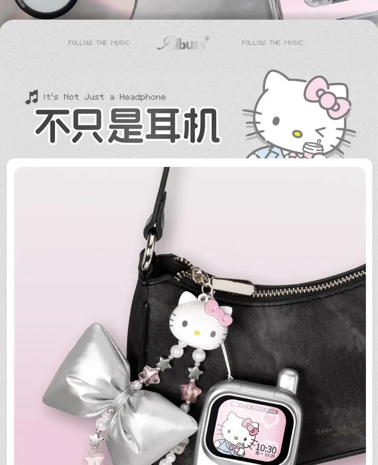 Martube Sanrio Hello Kitty Screen Display Smart Bluetooth Earbuds In-Ear Hi-Fi Sound Noise Cancelling Headset Birthday Toy Gift