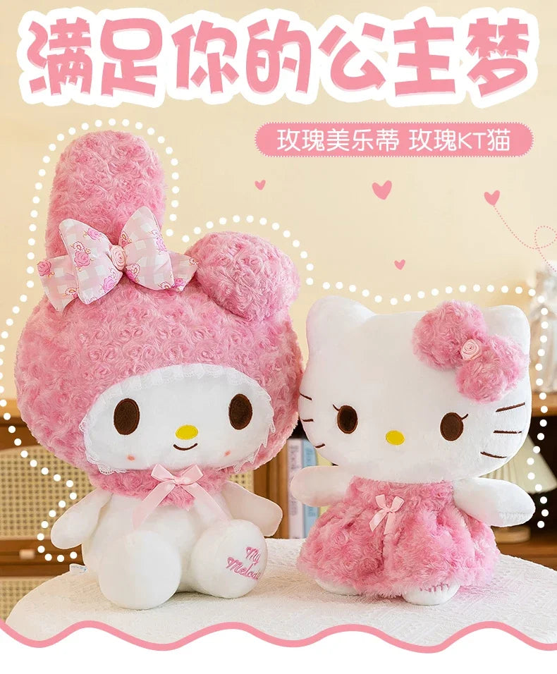35cm Sanrio Hello Kitty Kawaii Rose My Melody Plush Toy Anime Cartoon Anime Big Size Soft Stuffed Doll Pillow Kids Birthday Gift
