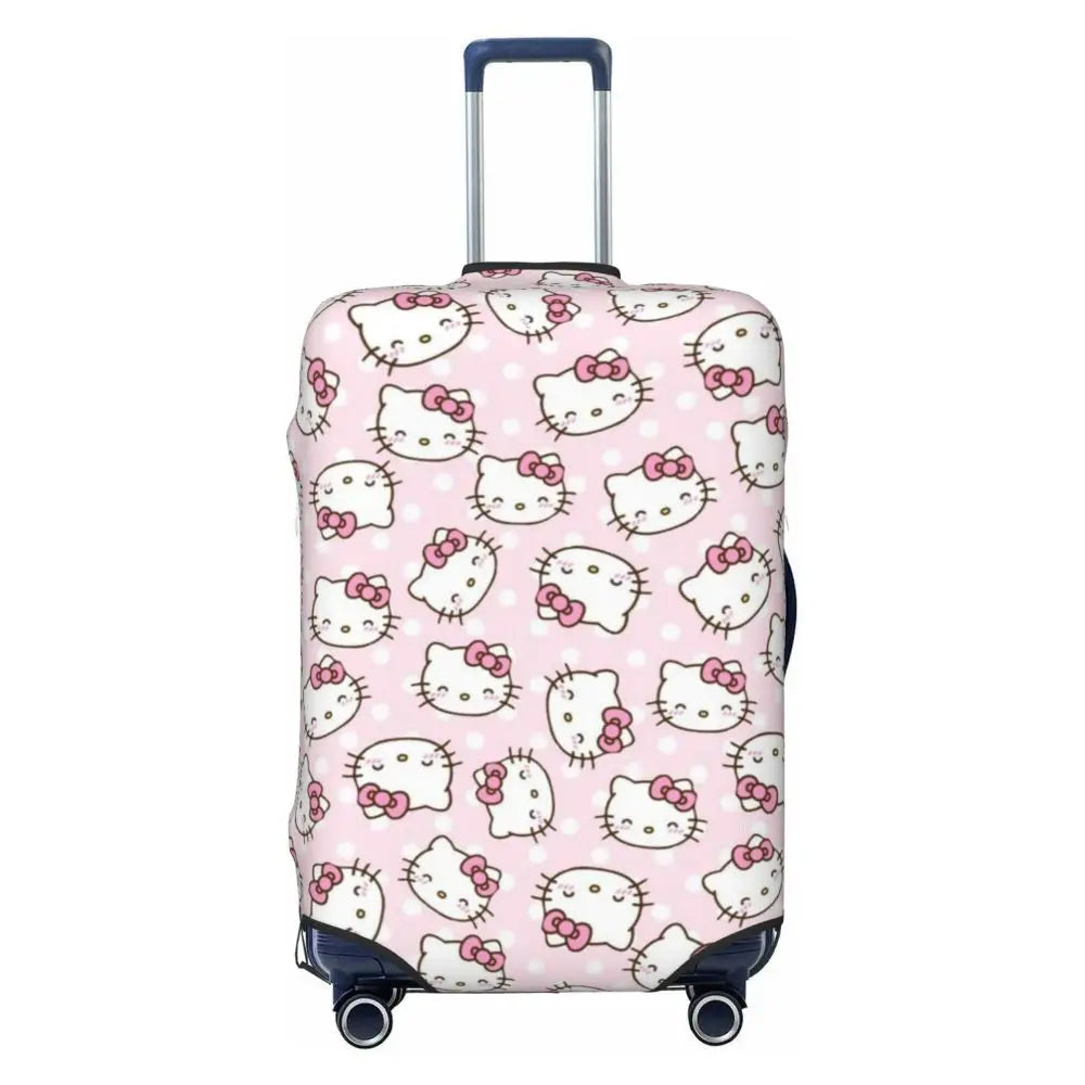Custom Girls Kitten Classical Printing Luggage Cover Elastic Cute KT Cat Travel Suitcase Protective Covers Fits 18-32 Inch