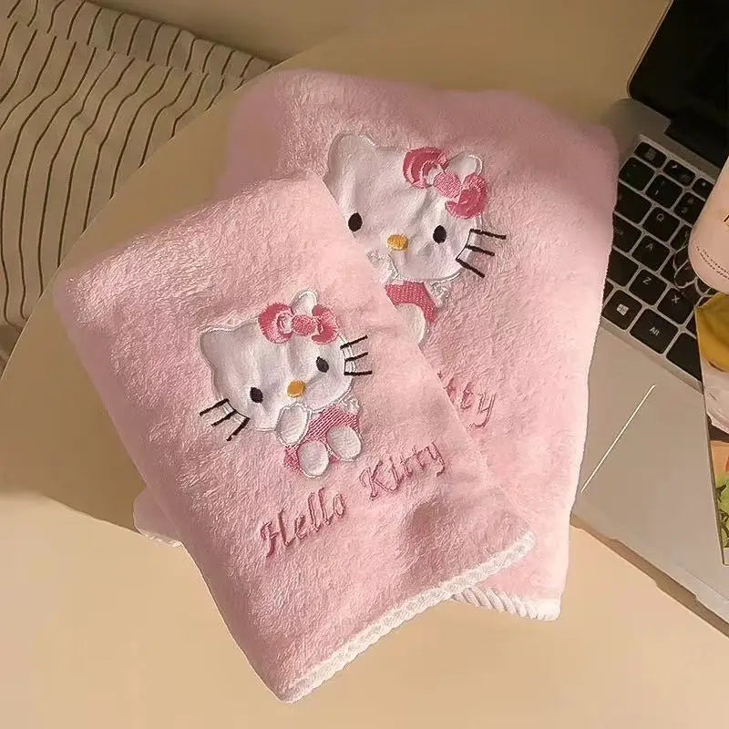 Sanrio Hello Kitty & My Melody Bath Towel Set – Ultra Soft Coral Fleece 2-Piece Quick Dry Towels