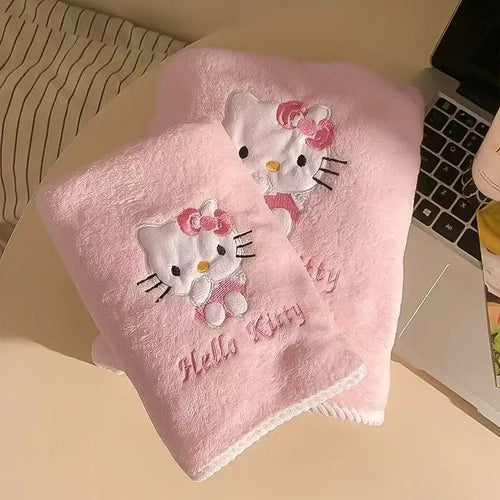 Bath Towel Sanrio Hello Kitty My Melody Ultra Soft Coral Fleece Absorbent Quick Dry 2 Piece Set For Home Use Cute Kawaii