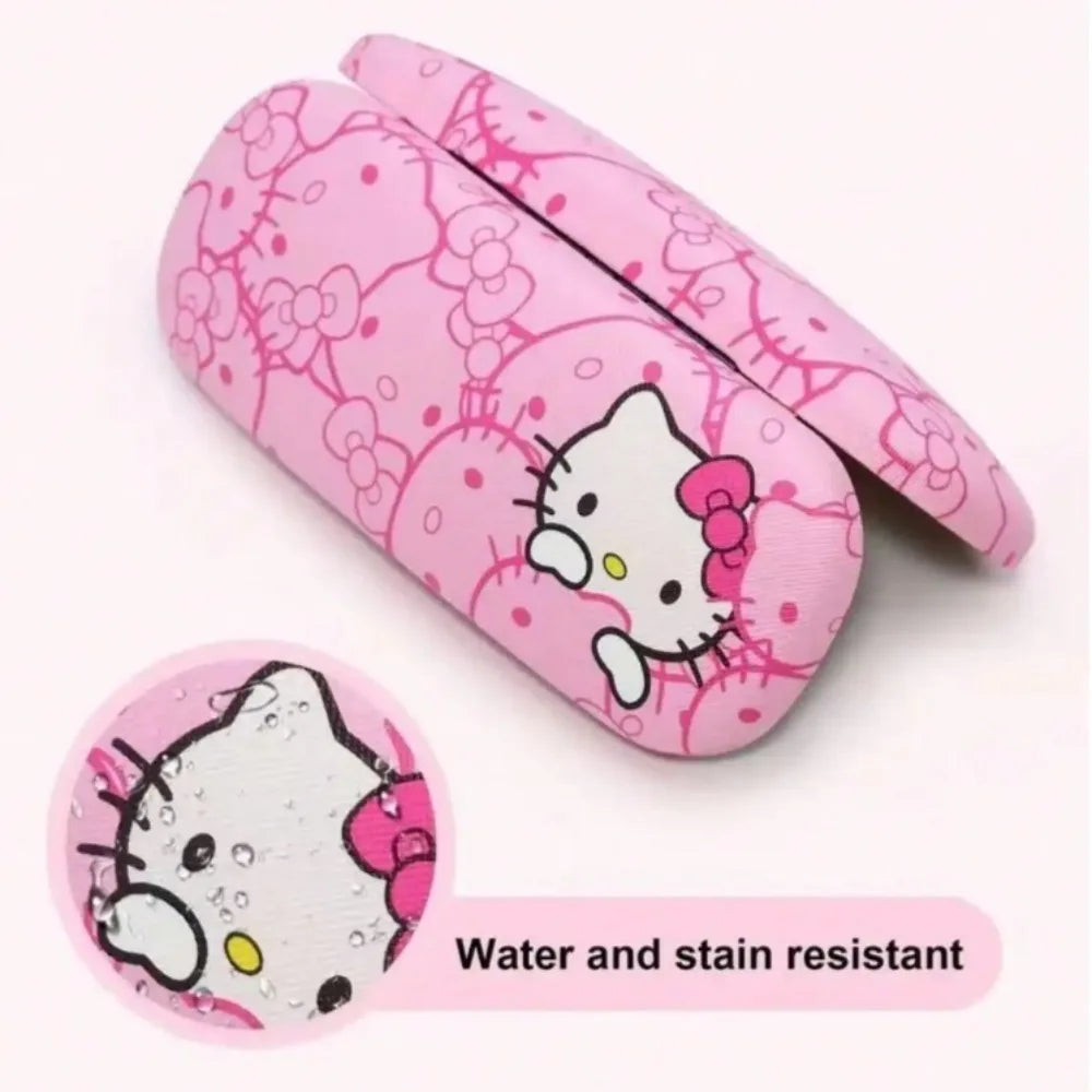 3pcs Hello Kittys glasses case and cloth Pink cat head design Soft microfiber Used to clean and put  glasses, mobile phones