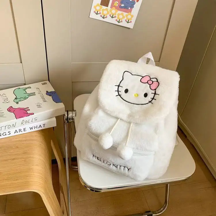 Sanrio Plush Backpack Cartoon Kuromi Melody Cute Backpack Female Sweet Backpack Doll Bag