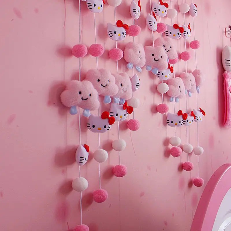 Sanrio Hello Kitty Cute Kawaii Cartoon Room Decoration Sweet Creative Animation Peripheral Partition Curtain Room Decoration