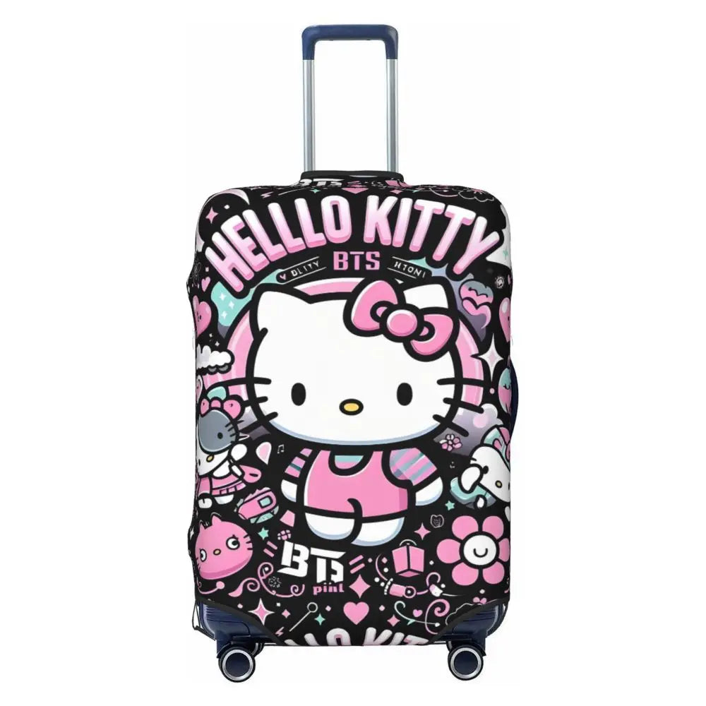 Custom Girls Kitten Classical Printing Luggage Cover Elastic Cute KT Cat Travel Suitcase Protective Covers Fits 18-32 Inch