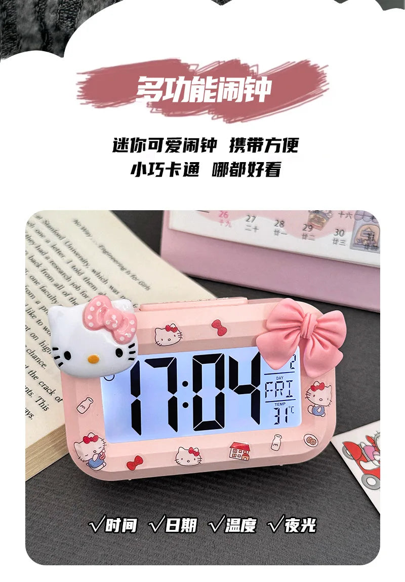 Hello Kitty Mini Night Light Alarm Clock Cute Timer Multi Functional Portable Desk Clock Birthday Gift Holiday Gift