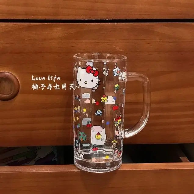 Sanrio Hello Kitty Glass Cup Yanzhijia Party Atmosphere Beer Mug Fashion Simple Cartoon Send To Friends Birthday Gift Cute 2026