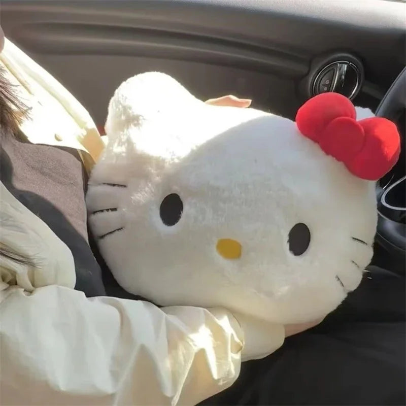 Hello Kitty Plush Head Pillow – Cute Cartoon Cushion for Sofa, Bed, Car & Nap Time Comfort
