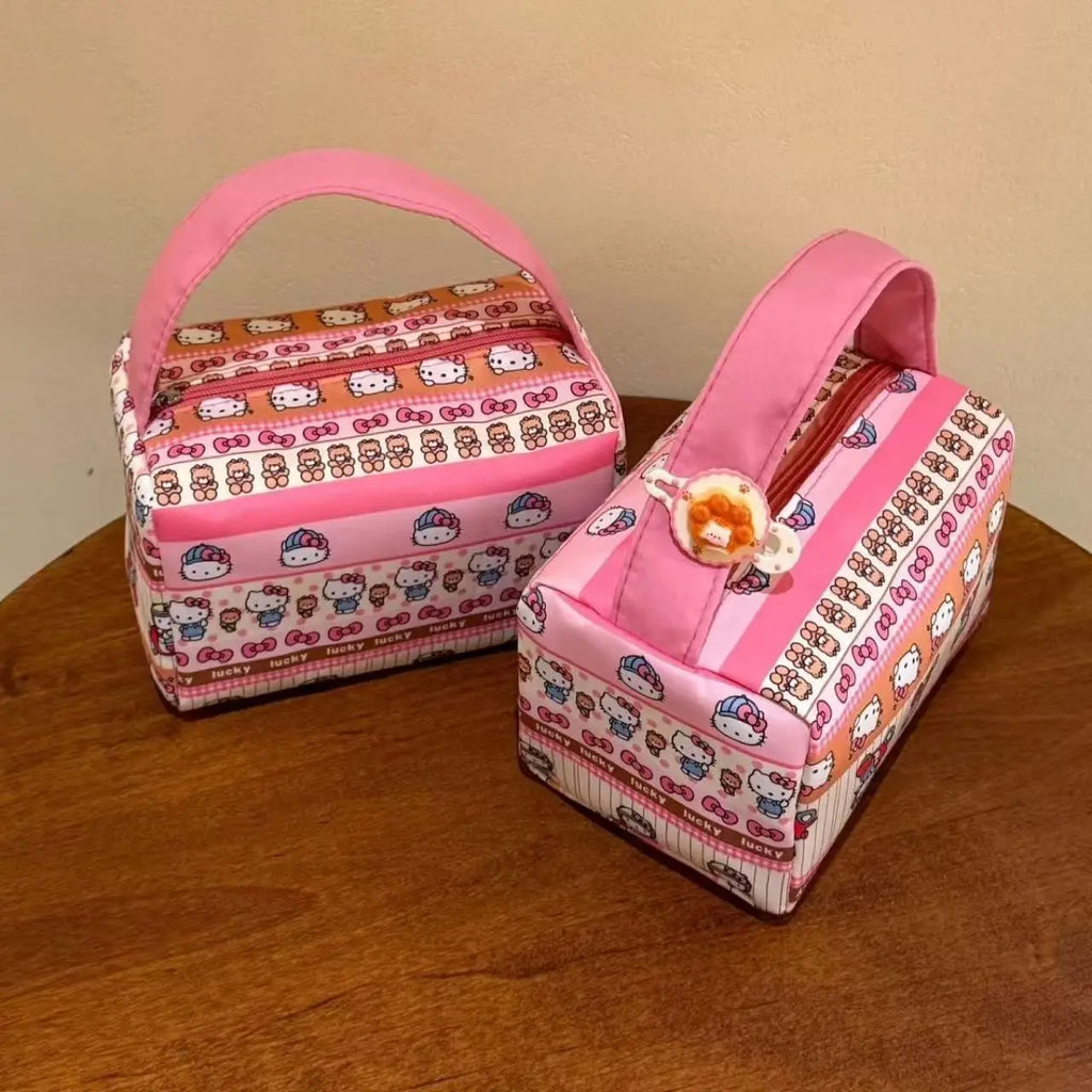 Hello Kitty Cartoon Makeup Bag – Portable Travel Toiletry & Cosmetic Handbag for Women and Girls