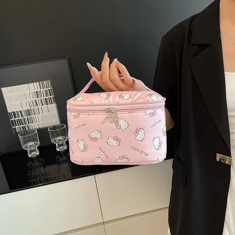 Hello Kitty Large Capacity Travel Makeup Bag – Portable Cosmetic & Toiletry Organizer with Compartments