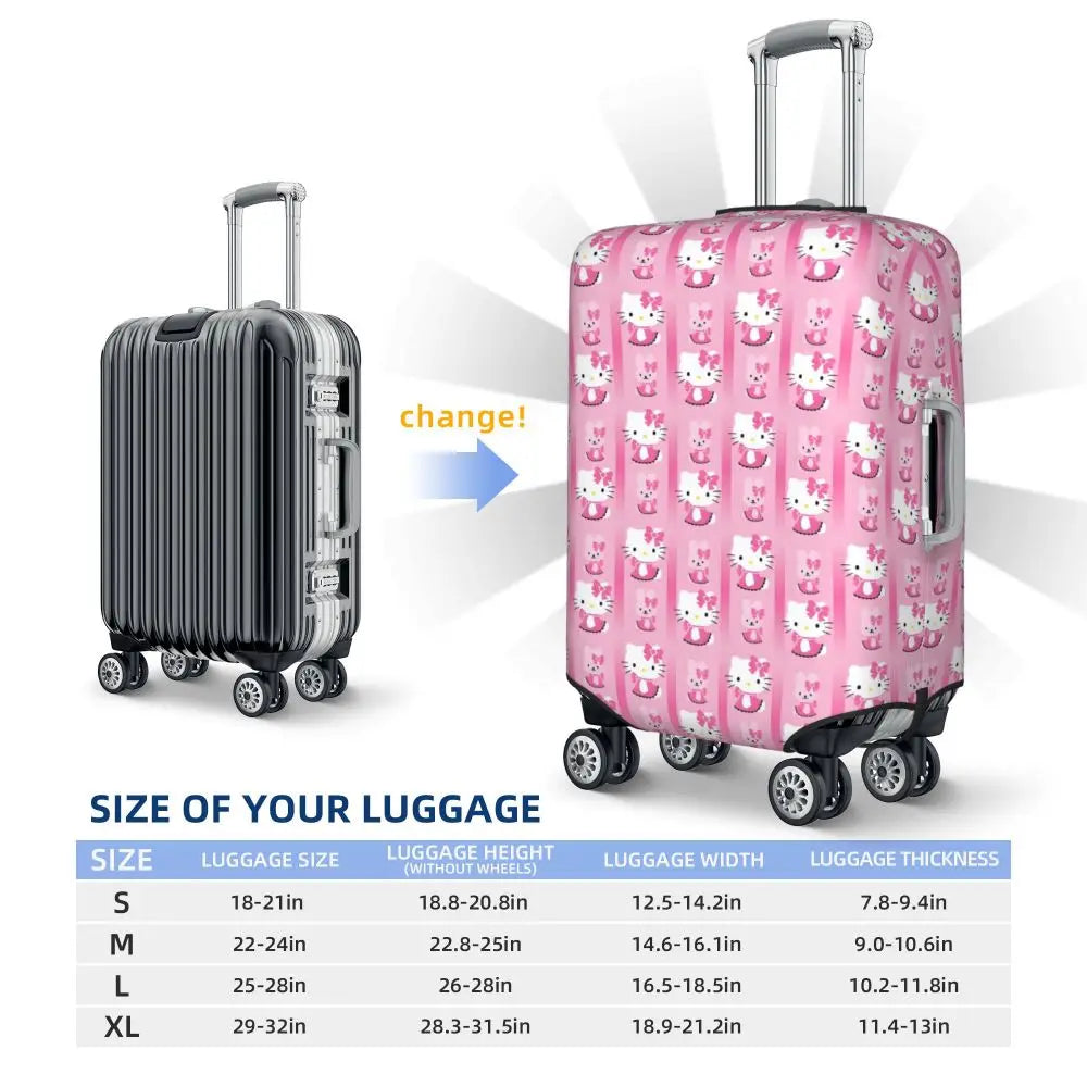 Custom Girls Kitten Classical Printing Luggage Cover Elastic Cute KT Cat Travel Suitcase Protective Covers Fits 18-32 Inch