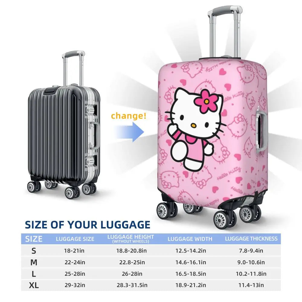 Custom Girls Kitten Classical Printing Luggage Cover Elastic Cute KT Cat Travel Suitcase Protective Covers Fits 18-32 Inch
