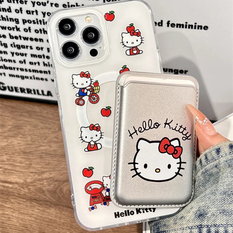 Hello Kitty MagSafe Wallet Phone Case – Magnetic Card Holder & Wireless Charging Cover for iPhone 13, 14, 15, 16 & 17 Pro Max