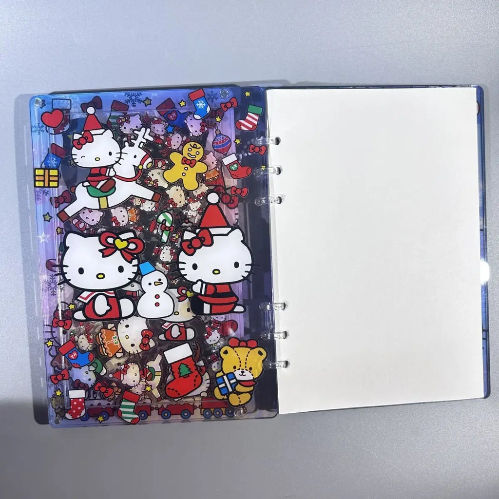 Hello Kitty Shake Book Acrylic Loose-Leaf Notebook – Cute Kawaii Cartoon DIY Student Journal – Personalized Creative Writing Book & Gift