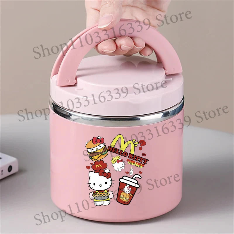 Sanrio HelloKitty Female Thermal Lunch Box Woman Bento Box Student Portable Food Container Cartoon Letter Printed Picnic Case
