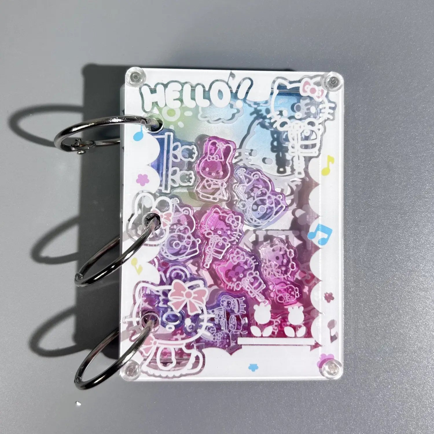 Hello Kitty Shake Book Acrylic Loose-Leaf Notebook – Cute Kawaii Cartoon DIY Student Journal – Personalized Creative Writing Book & Gift