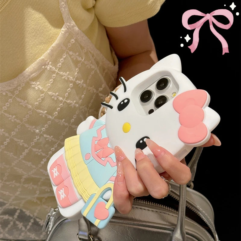 Handbag KT Kuromi For iPhone 17 16 15 14 13 12 11 Pro Max Silicone Soft Cover Case