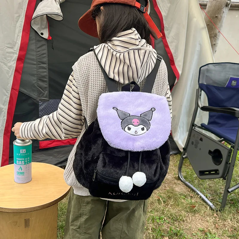 Sanrio Plush Backpack Cartoon Kuromi Melody Cute Backpack Female Sweet Backpack Doll Bag