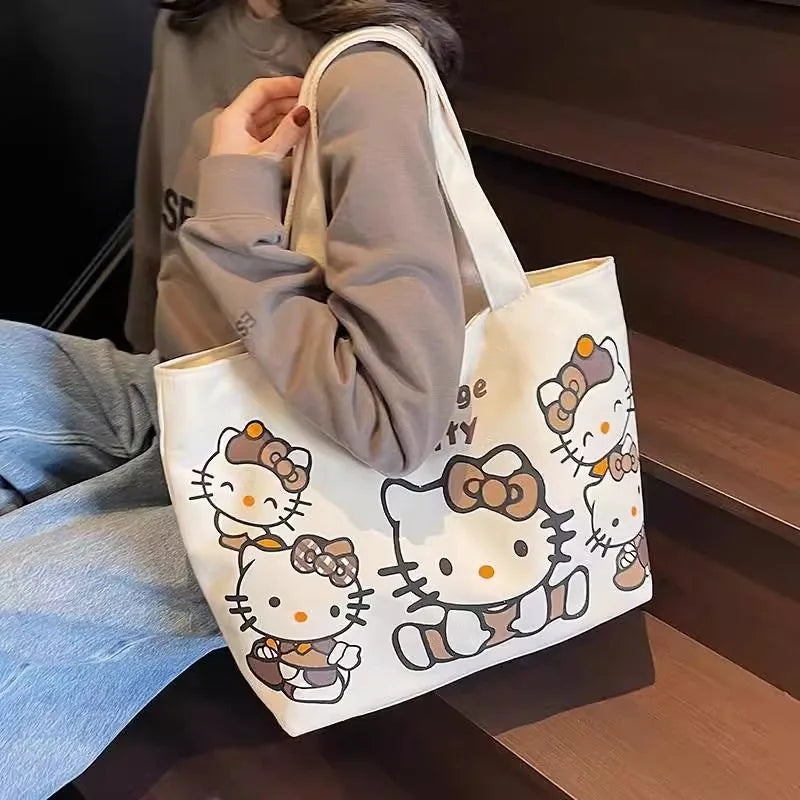 Hello Kitty Handbag Cute Cartoon Versatile Large Capacity Handbag Women Supplies Desktop Accessories Student Gift Wholesale