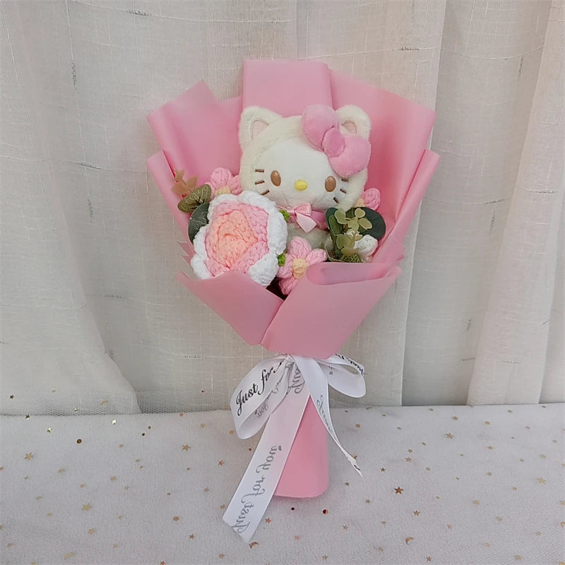 Hello Kitty Cartoon Plush Bouquet – Rose Flower Doll Arrangement for Home Decor & Gift (Valentine’s, Christmas & Wedding)