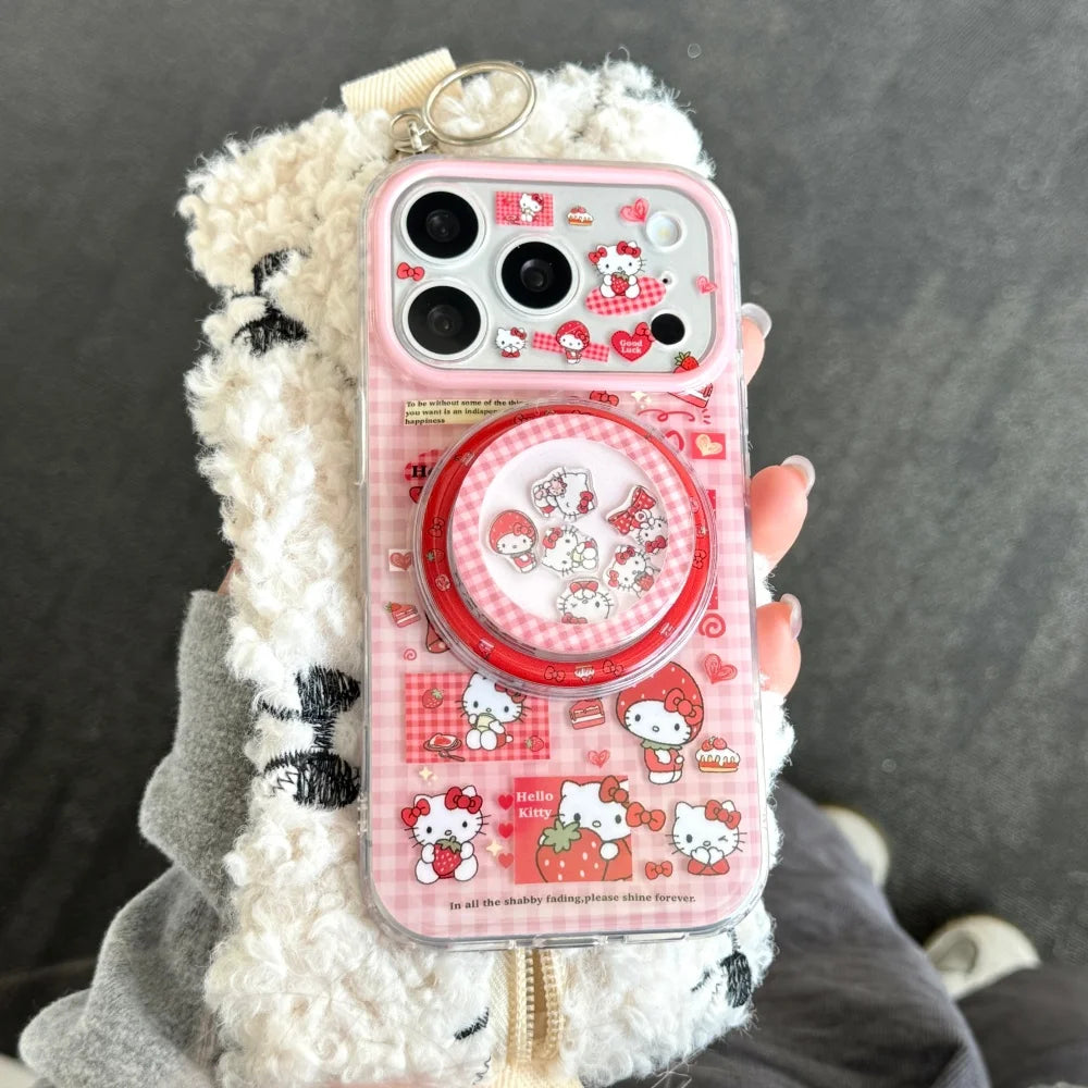 Strawberry Hello Kitty Magnetic Phone Case – Full Coverage Shockproof Protective Cover for iPhone 14, 15, 16 & 17 Pro / Pro Max