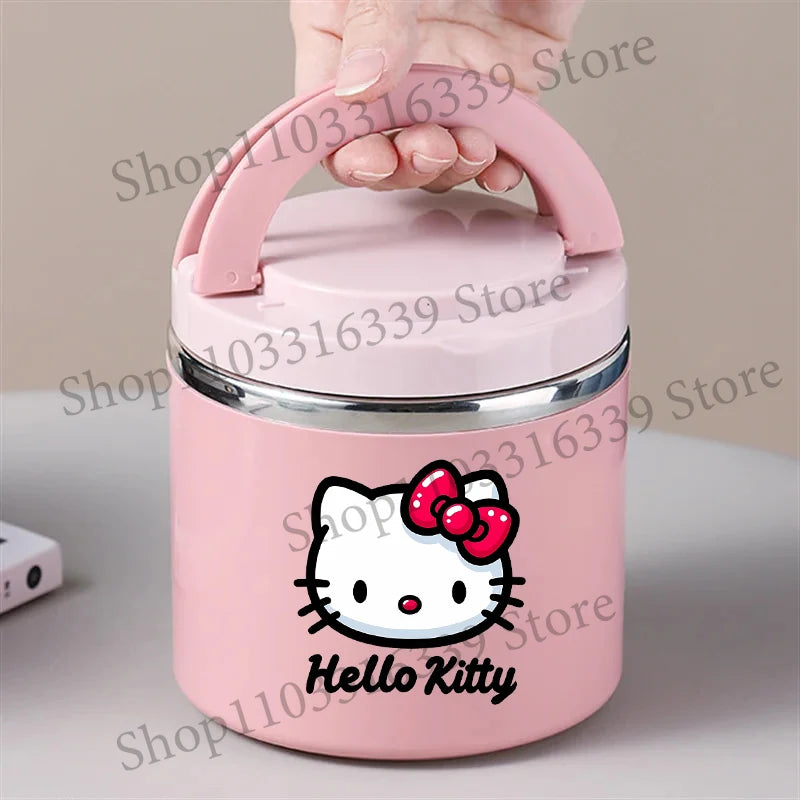 Sanrio HelloKitty Female Thermal Lunch Box Woman Bento Box Student Portable Food Container Cartoon Letter Printed Picnic Case