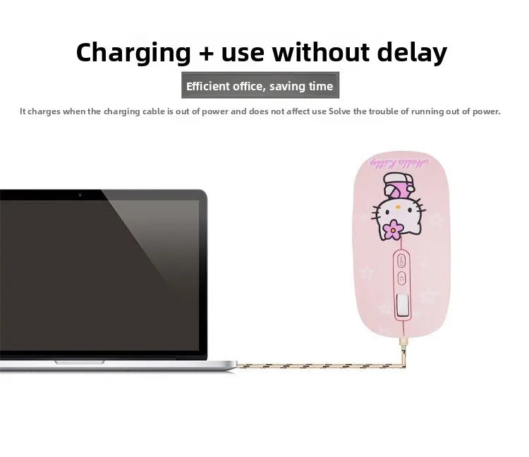 Cute cartoon character Hello kitty wireless Bluetooth dual-mode mouse Cute and fun rechargeable universal mouse Holiday gift