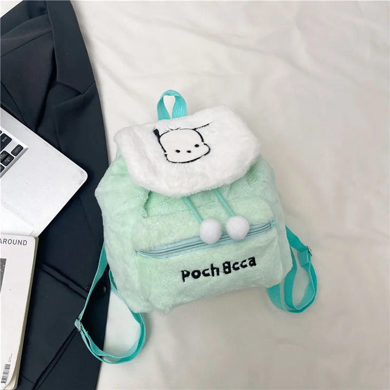 Sanrio Plush Backpack Cartoon Kuromi Melody Cute Backpack Female Sweet Backpack Doll Bag