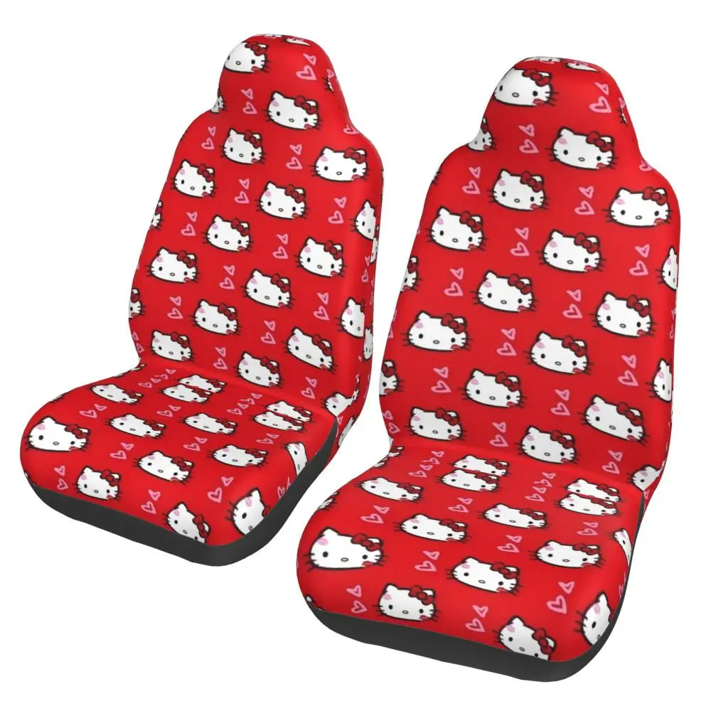 Hello Kitty Pink Leopard Car Seat Cover – Universal Four Seasons Seat Protector Cushion for Cars