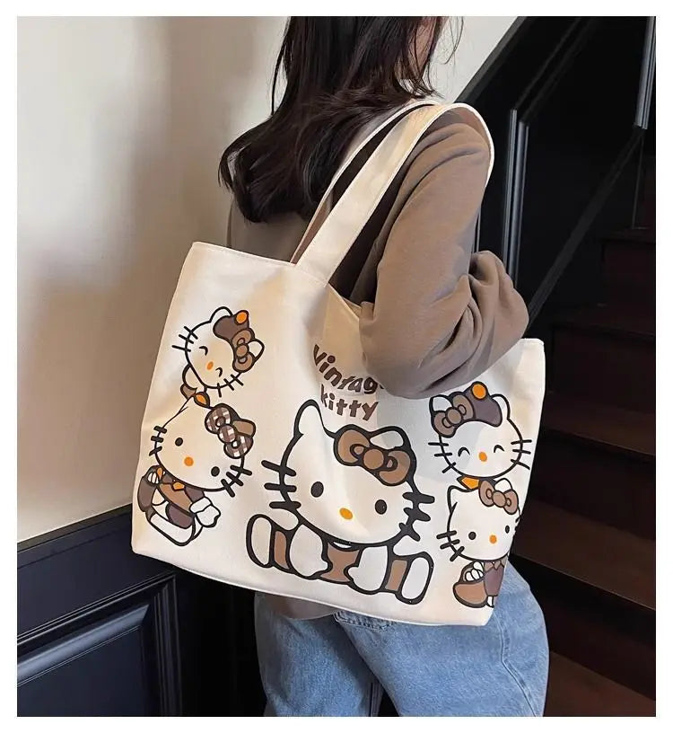 Hello Kitty Handbag Cute Cartoon Versatile Large Capacity Handbag Women Supplies Desktop Accessories Student Gift Wholesale
