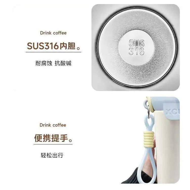 600ml Sugarbunnies Cute Cartoon Stainless Steel Floating Ball Straw Insulated Cup Large Capacity Portable Coffee Mug Plush Toys
