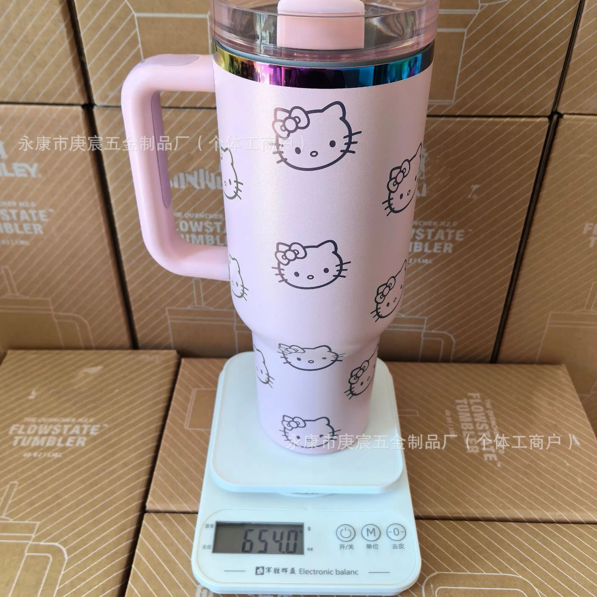 Hello Kitty Thermal Cup with Handle – Large Capacity Insulated Car Tumbler – Stainless Steel Ice Cup Water Bottle Mug for Girls Daily Outdoor Use