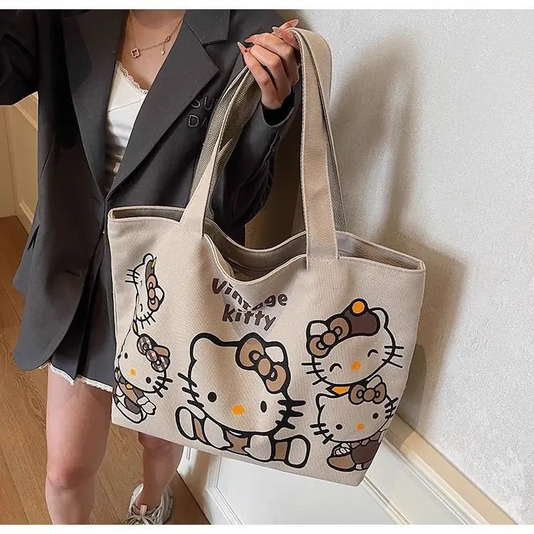 Hello Kitty Handbag Cute Cartoon Versatile Large Capacity Handbag Women Supplies Desktop Accessories Student Gift Wholesale