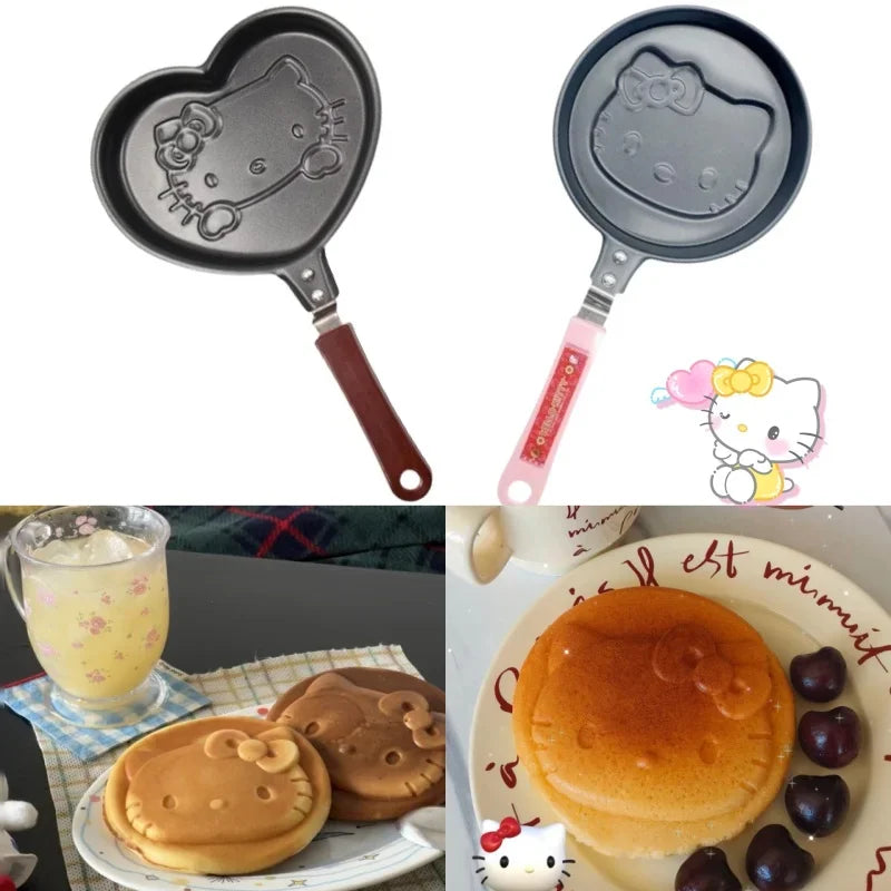 Hello Kitty Kawaii Non-Stick Frying Pan – Sanrio Anime Cartoon Muffin & Breakfast Cookware for Home & Camping
