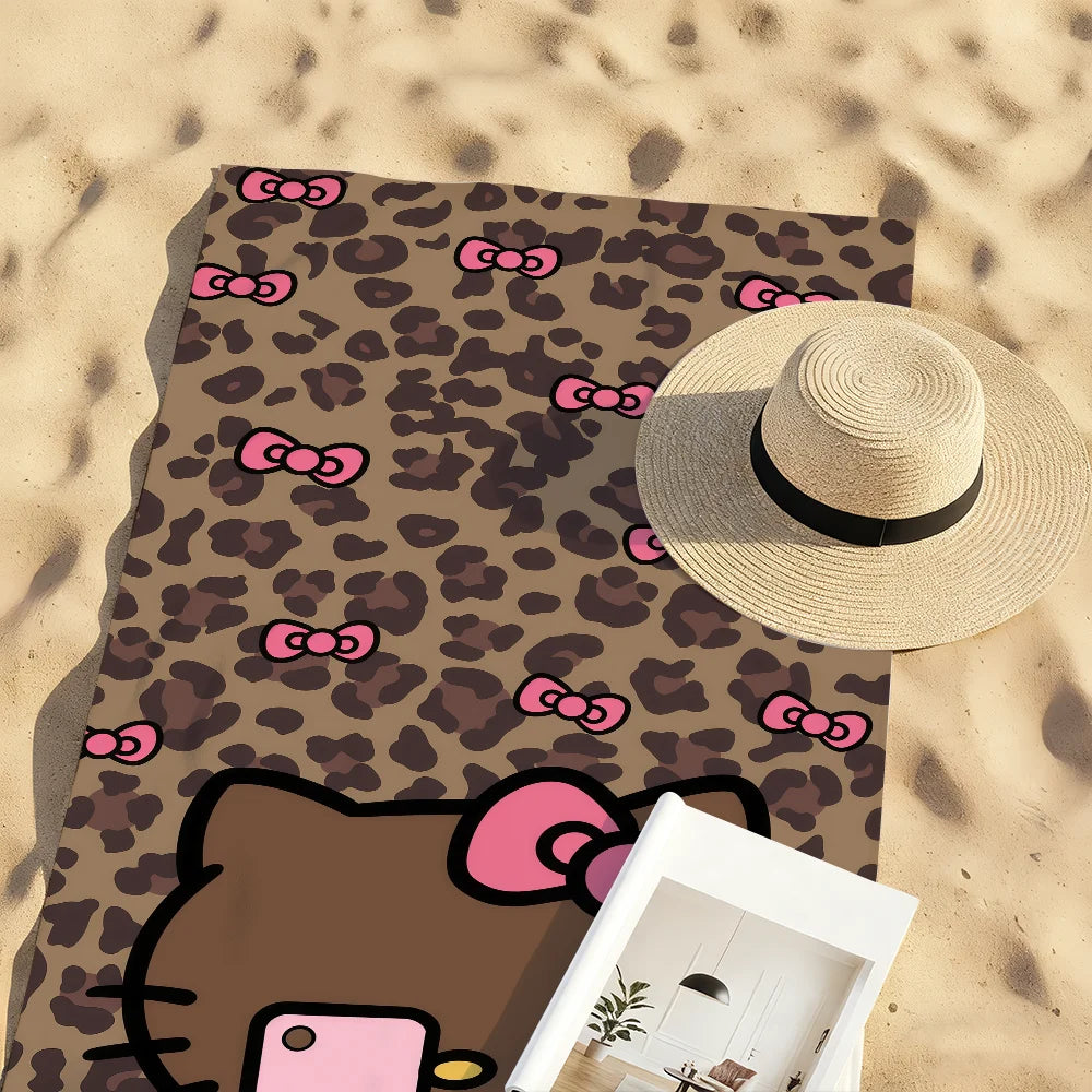 Sa H-HelloK-Kitty Leopard DarkSkinned Hottie Quick Drying Beach Towels Are Suitable For Swimming Pools Camping Yoga And The Gym